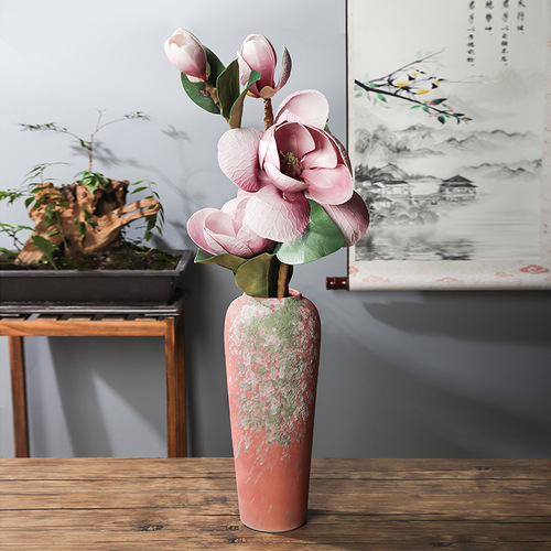 35CM high-end Jingdezhen ceramic retro-style vase home furnishings Jingjifeng flower ware silver willow hydroponic vase