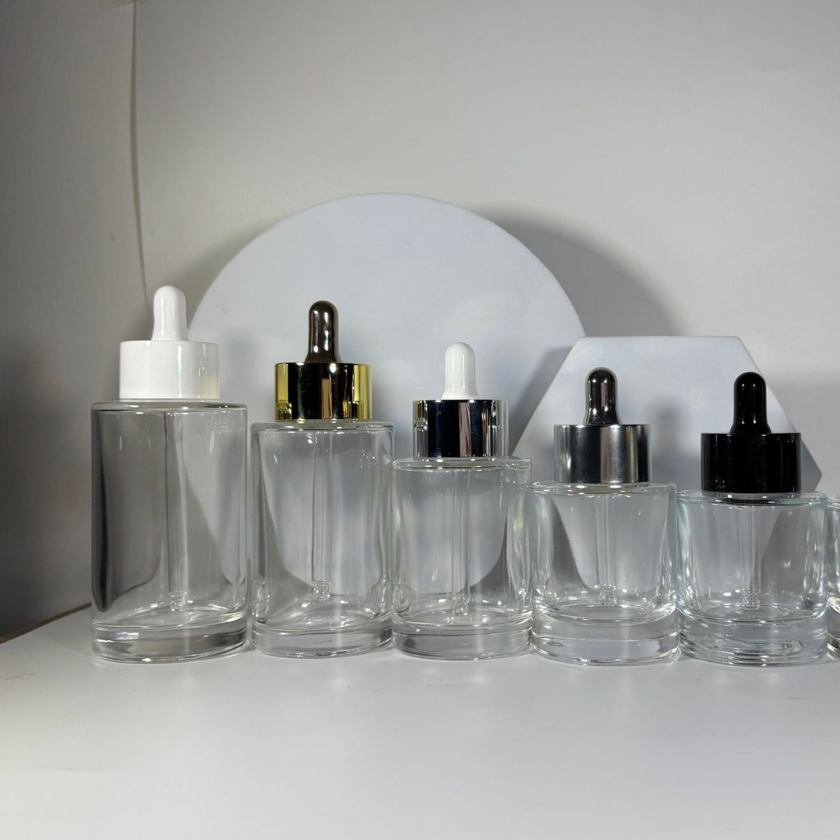 现货30ml厚底精华瓶矮胖精油瓶50ml厚壁精华原液分装玻璃包材瓶子