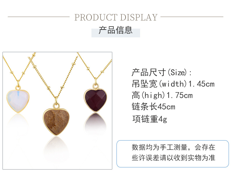 new temperament heart stone pendant copper necklace wholesale