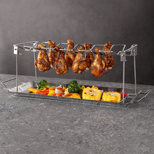 不锈钢烤鸡腿盘烧烤架 户外折叠式携带底盘烤架 bbq烤肉架鸡肉架