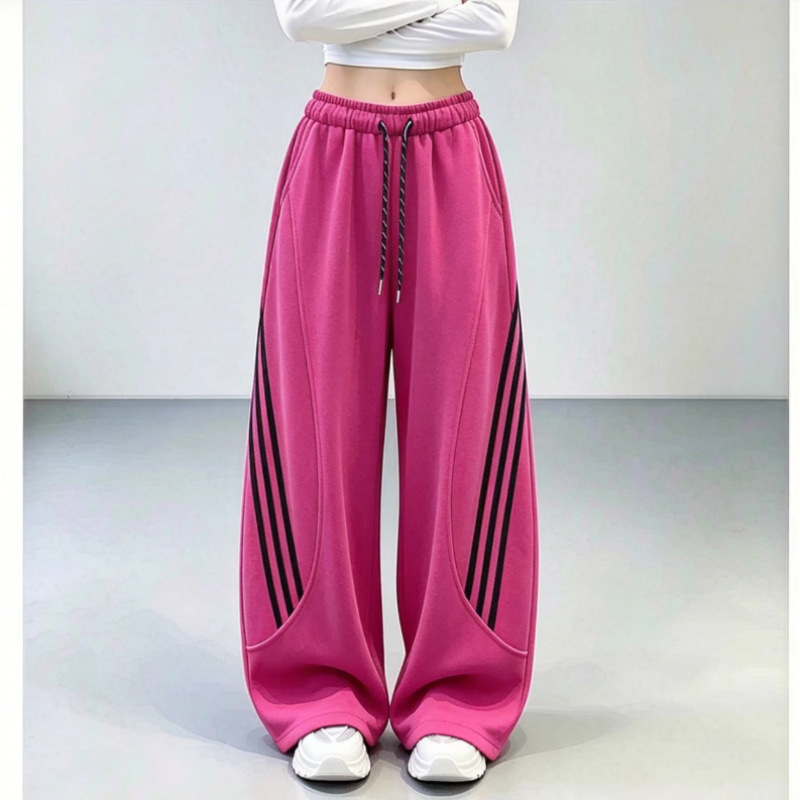 2026 Autumn Women's Sweatpants with Three-Stripe Splicing, Loose Fit, Draped Casual Pants for Women 2026 Autumn Women's Sweatpants with Three-Stripe Splicing, Loose Fit, Draped Casual Pants for Women