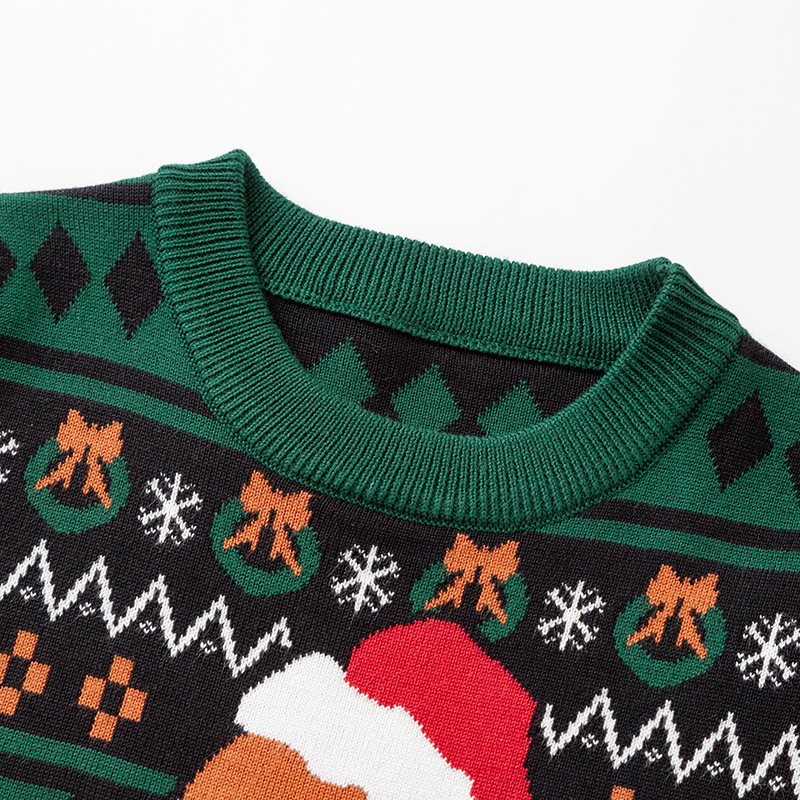 Fábrica de origen Europa y los Estados Unidos nuevos niños de Navidad de dibujos animados pan de jengibre hombre suéter hombres y mujeres camisetas de punto de fondo image 2