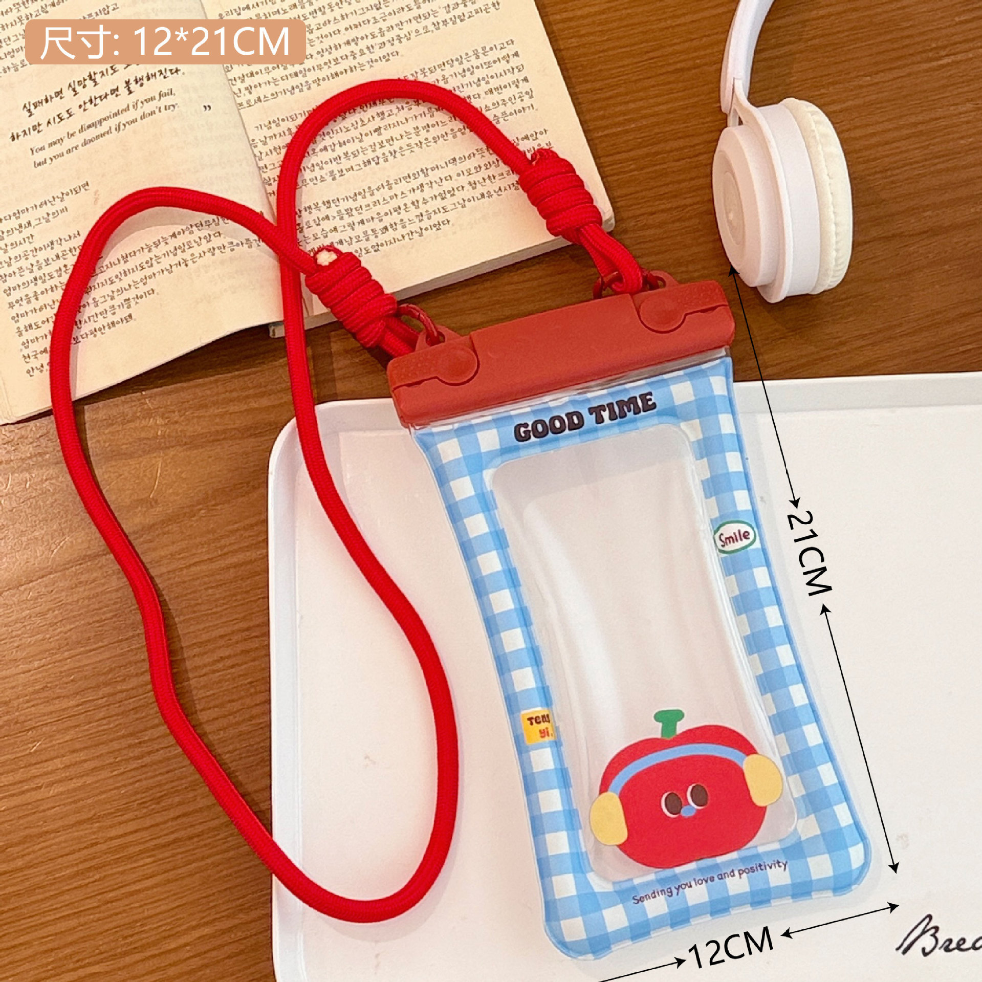 3 # rojo-bolsa impermeable de manzana para auriculares