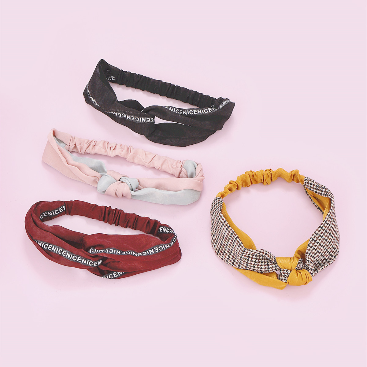 Estilo coreano moda de dos colores de costura nudo chino borde ancho contraste color Cruz banda de pelo vintage satén anudado diadema accesorios para el cabello