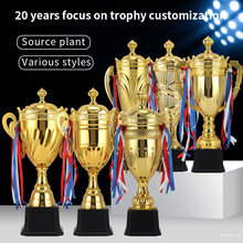 金属奖杯通用运动会冠军奖杯运动会篮球足球皇冠大奖杯双耳带盖杯