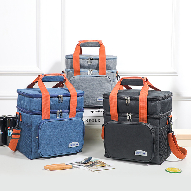 Amazon bolsas de picnic de doble capa bolsas de almuerzo portátiles bolsas de almuerzo al por mayor bolsas de almuerzo de aislamiento transfronterizas