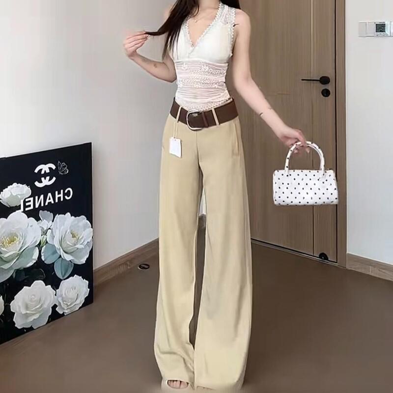 卡其中腰2025休闲裤女装春夏黑色长裤宽松阔腿裤拖地喇叭裤其他|undefined