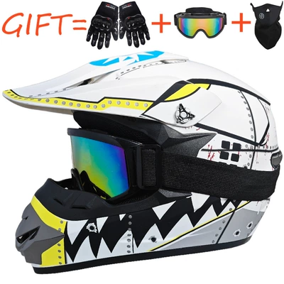 Motosiklet kaskı (dəbilqə) – Beach Bike Helmets, Youth Mountain - white-shark-goggles-gloves-and-mask-set-s