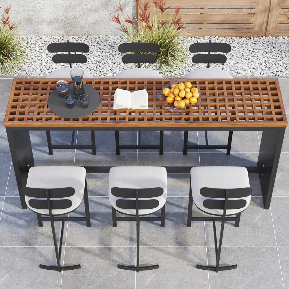 Mesa y silla al aire libre Hotel Residencial Ocio Bar Bar al aire libre Sillas de bar al aire libre Rainproof Sun Rattan Taburetes Muebles de patio