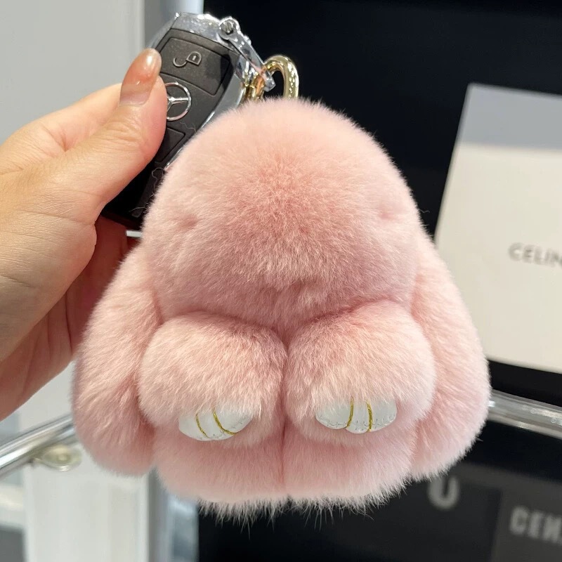 Genuine cute Rex rabbit fur doll bunny car keychain pendant mini bag plush decoration rabbit Genuine cute Rex rabbit fur doll bunny car keychain pendant mini bag plush decoration rabbit
