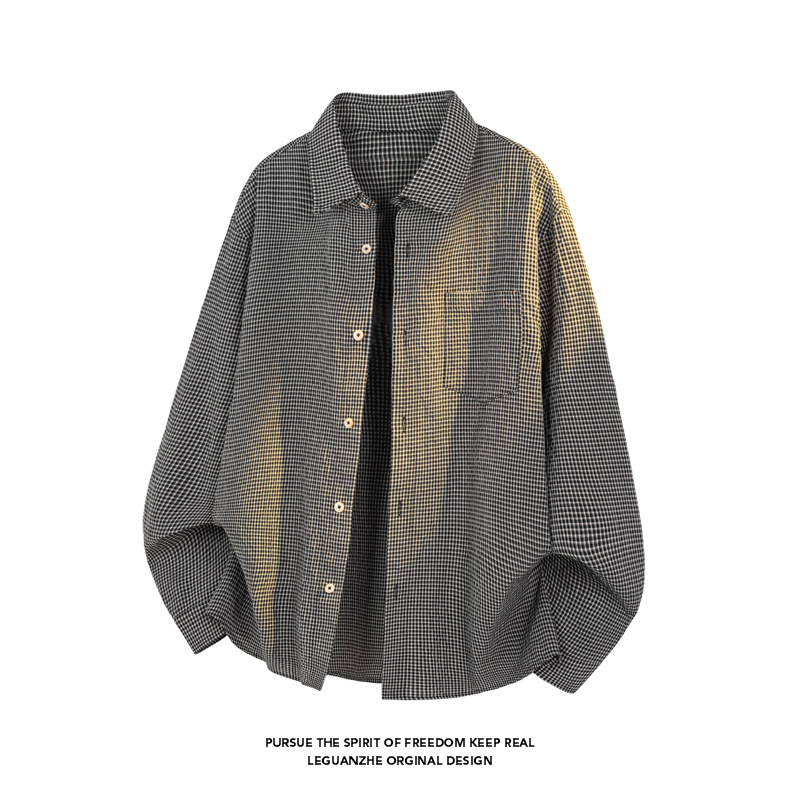American-style Plaid Shirt Jacket For Men, Spring Cleanfit Trendy, Stylish And Cool, Large Size, Loose Long-sleeve Top_voghion.com