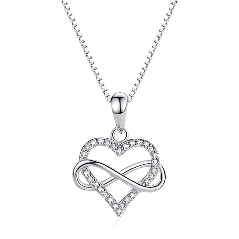 S925 plata esterlina 8-palabra amor colgante japonés y coreano estilo simple nueva cadena de clavícula europea y americana diseño transfronterizo fábrica al por mayor