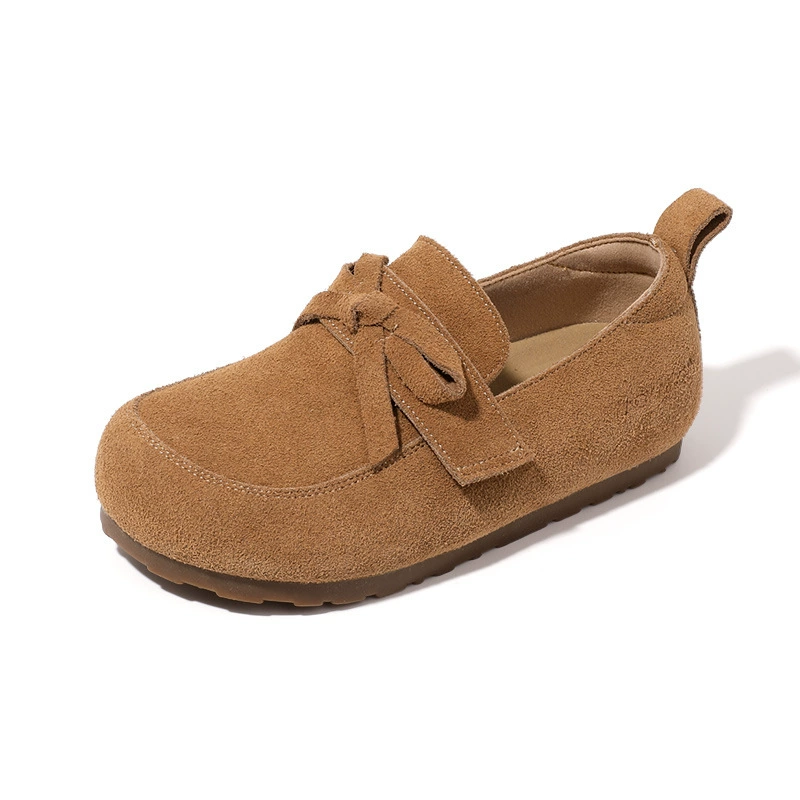 Детские мягкие лоферы для девочек, весна-осень 2025, новые туфли Birkenstock, кожаные слипоны, модные туфли-бини