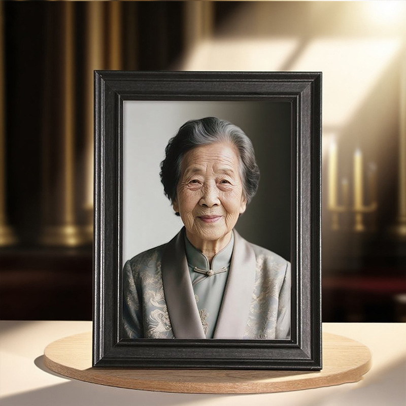 Wooden Photo Frame Wall Hanging Frame for Elderly, Old Photo Frame, Commemorative, Nostalgic, Solid Wood, Lacquered Photo Frame, New Chinese Style