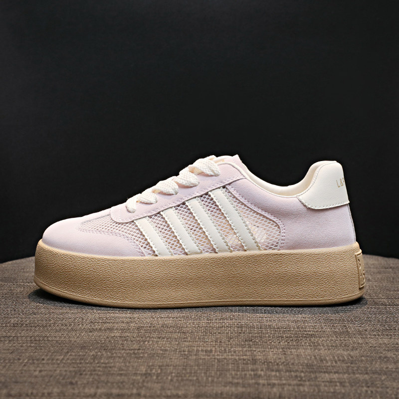 Zapatos casuales respirables de malla de fondo grueso zapatos de mujer 2026 nuevo verano explosivo versátil zapatos deportivos casuales de pizarra blanca