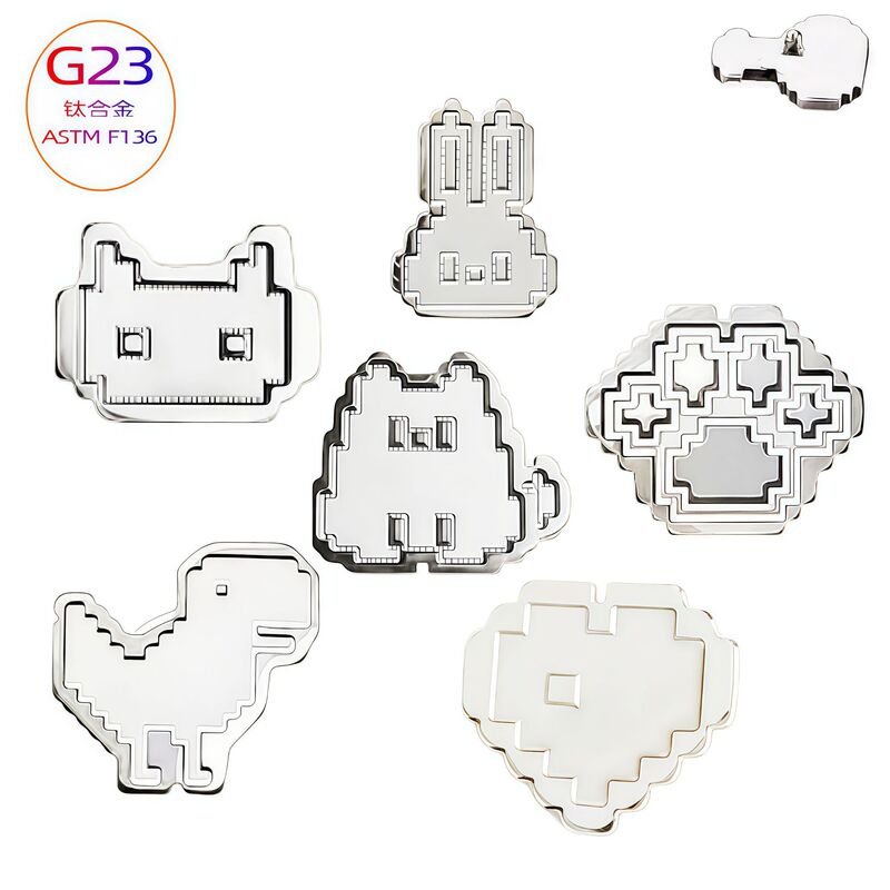 F136 Titanium Alloy Earrings Pixel-Style Jewelry Titanium Mosaic Style Lip Piercing Tongue Piercing Body Piercing Jewelry
