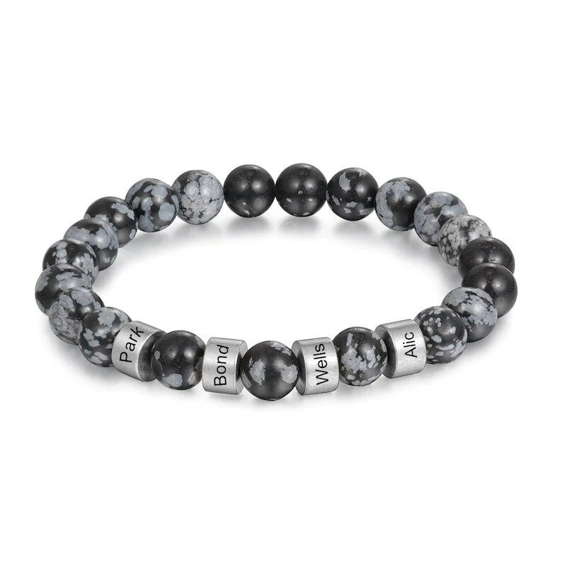 European and American cross-border Men's beaded bracelet name order Father's Day gift fragrant gray fashion commuter trend