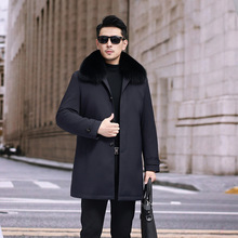 冬季男士派克服中长款皮草外套毛领内胆中年款男士冬季深色外套