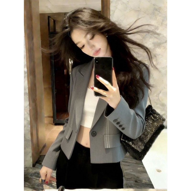 2026 Spring and Autumn New Style Exquisite and Unique Beautiful Gray Slim-Fit Designer Blazer Jacket for Petite Women 2026 Spring and Autumn New Style Exquisite and Unique Beautiful Gray Slim-Fit Designer Blazer Jacket for Petite Women