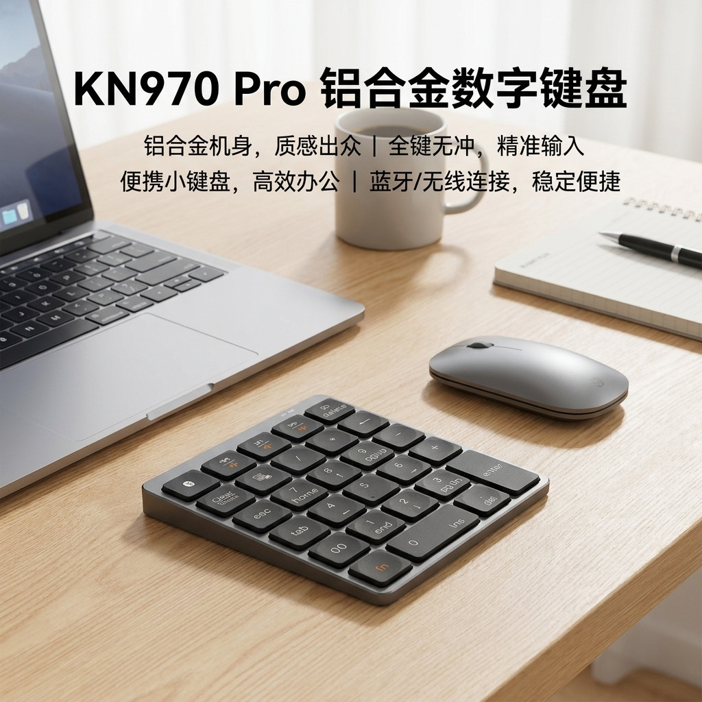 N97028按键铝合金蓝牙数字键盘充电防溅水无线笔记本防水支持防水|ms
