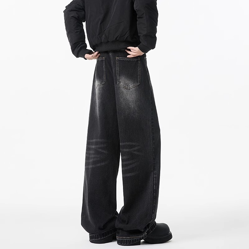 Jeans Men's Cleanfit American High Street Cat Beard Washed Old Loose Straight Trousers Spring New Men's Clothing_mkmklike.com