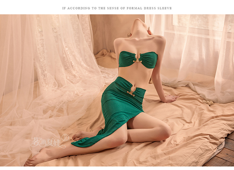 Mermaid-Style Roleplay Lingerie Set, Green Polyester, One Size — detail image 4