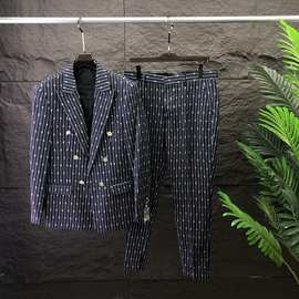 欧美潮流高品质休闲新款BA条纹西装西服西裤套装平替现货跨境欧货