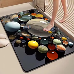 シンプルな浴室マット家庭用トイレの台所の玄関マット吸水速乾足マット風呂滑り止めマット