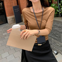 现货厂家批发 2025新款流金纱女 内搭上衣长袖休闲修身T恤 女