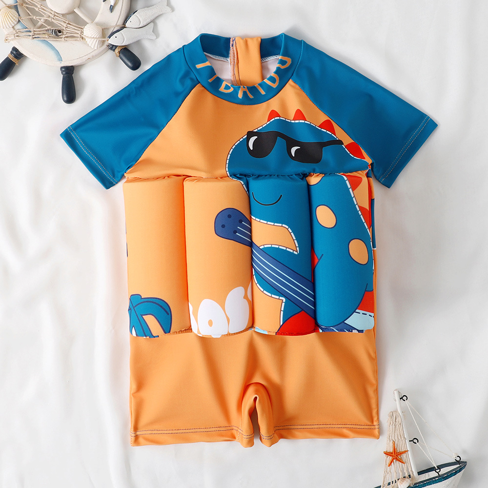 Swimsuit Boys Children Buoyancy Swimsuit Boys Short-sleeved One-piece Swimsuit Kids Infant Swimming Swimsuit Wholesale