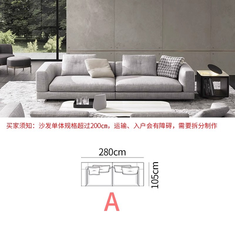 Diseñador de gran piso plano sofá semicircular sala de estar Alexander estilo minimalista italiano combinación de muebles de tela arqueada