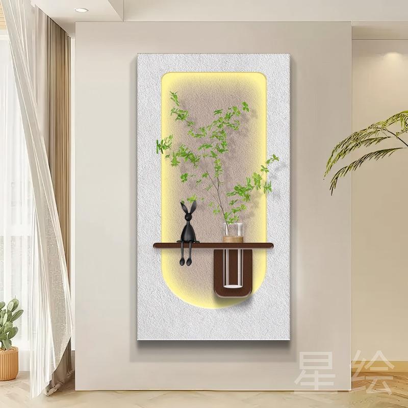 玄关装饰画水培绿植客厅壁画走廊尽头挂画立体入户实木雕刻|undefined