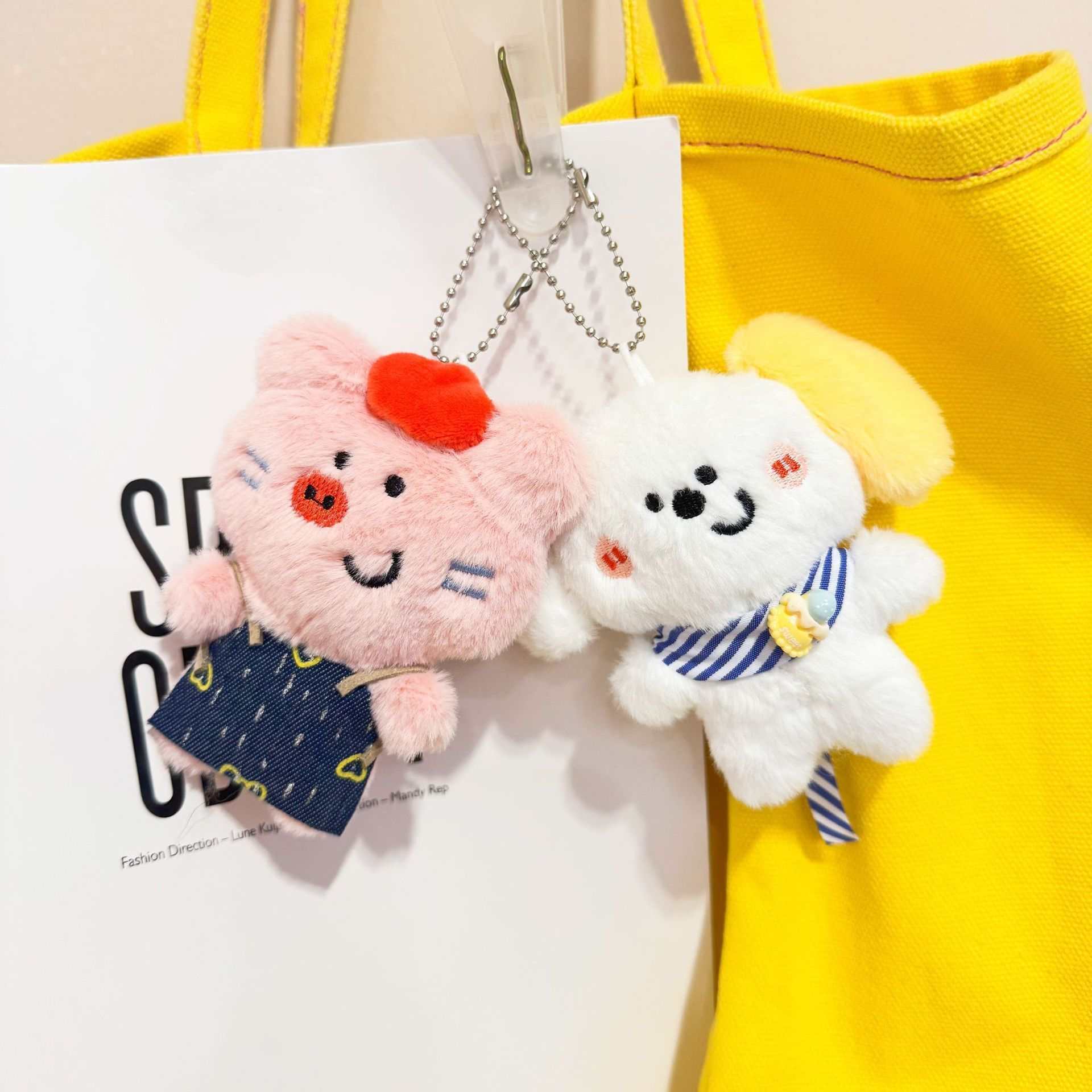 Trendy Cute Puppy Piggy Pendant Squeaky Toy Wholesale Plush Doll Backpack Charm Keychain