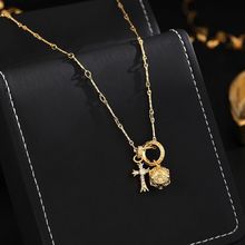 高版本真金电镀 克罗伈新款金色镶钻十字架项链潮流个性项链