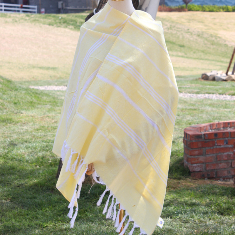 Cross-Border Turkish Tassel Beach Towel, Cotton Lightweight Quick-Dry Sand-Proof Sun Protection Blanket Beach Towel
