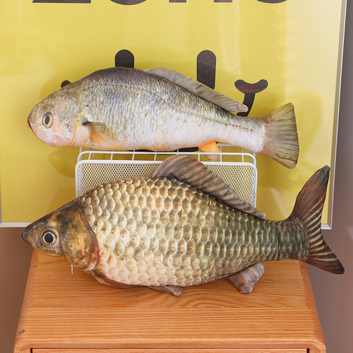 Simulated fish pillow, black fish doll sofa cushion, perch, yellow croaker, crucian carp, Amazon children's gift, plush toy