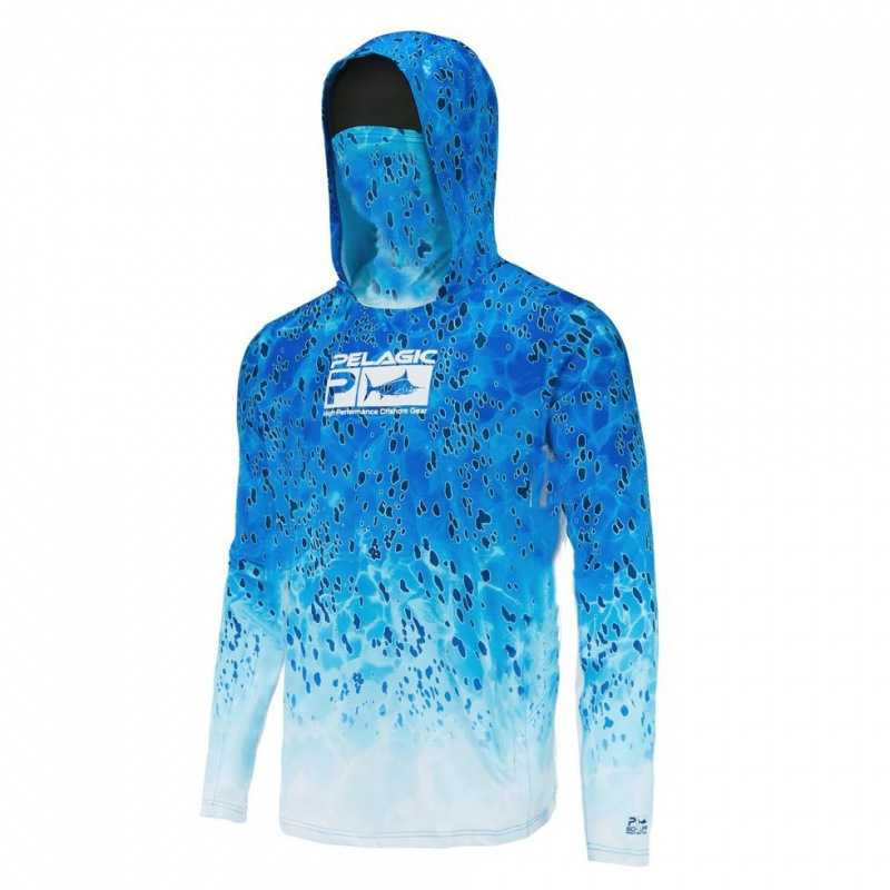 Pelagic Mask and Neck Gaiter Outdoor Fishing Hoodie Lightweight Sun Protection Ice Silk Feel Long-Sleeve Fishing Apparel for Men