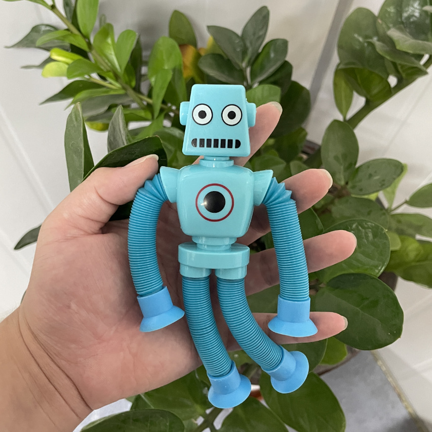 Transfronterizo robot flexible tubo telescópico niño puzzle dibujos animados estirados ventosa interacción padre-hijo creativo juguete descompresión