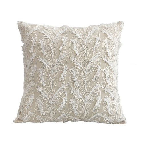 French light luxury three-dimensional lace embroidered pillow ins cotton and linen embossed butterfly feather girl heart sofa cushion