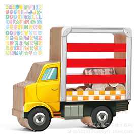 木制卡车形状存钱罐儿童玩具储蓄罐桌面装饰摆件零钱硬币盒省钱盒