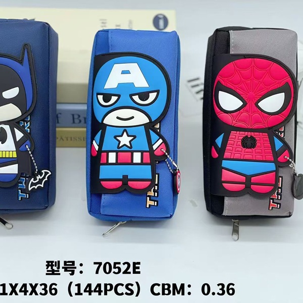 Bolsa de lápices al por mayor Bolsa de lápices de doble capa de gran capacidad simple de dibujos animados Bolsa de papelería de moda de tela Oxford Bolsa de almacenamiento de lápiz lindo