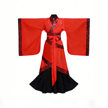 红色战国 汉朝代舞蹈服女广袖曲裾汉服 礼仪之邦古典舞团体节目