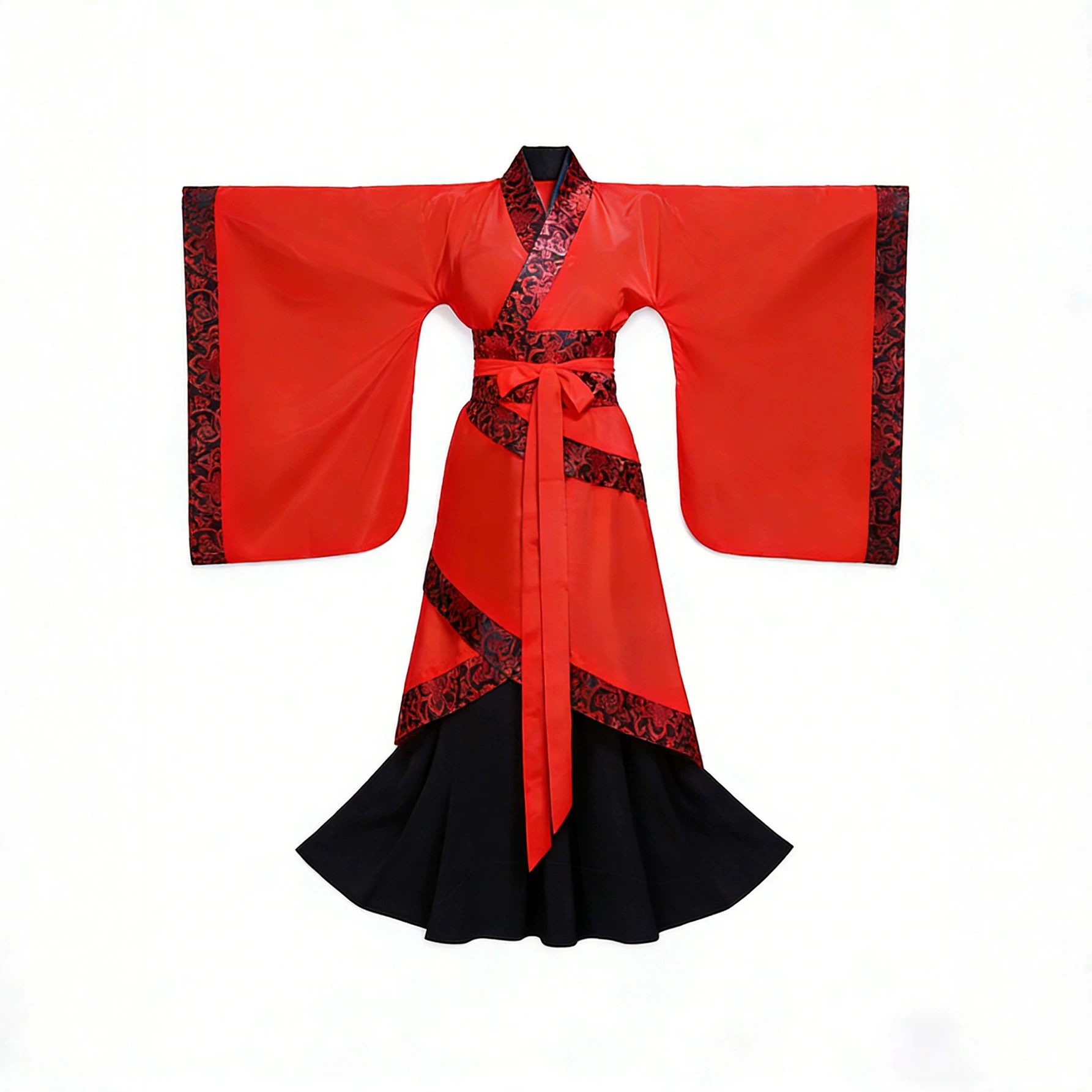 Red Han Dynasty Dance Costume for Women, Wide-Sleeved Quju Hanfu, Classical Dance Group Performance for a Land of Rituals