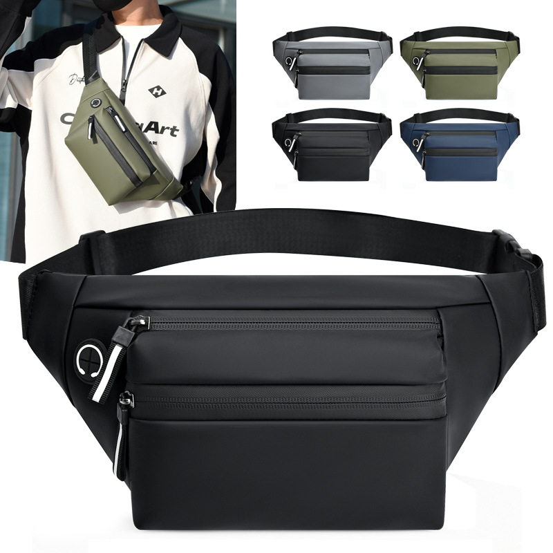 Cross-Border Fashion Export Outdoor Waist Bag Men's Crossbody Chest Bag Sports Trendy Shoulder Bag Wholesale Printable Logo