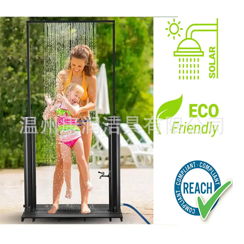 Kangrun Solar, columna de ducha tipo puerta exterior, capacidad de 60 litros, disfrute de una ducha multijugador, 304 SS