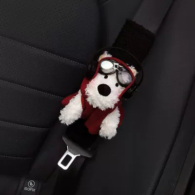 Seat belt shoulder pad | Cartoon High-End Car Interior Accessories - black-headphones-flying-mirror-red-elf-set-west-highland-black-lamb-velvet-shoulder-pads-no-specifications