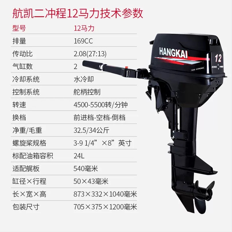 Hangkai fuera de borda de dos tiempos de cuatro tiempos de la nave fuera de borda colgando de hélice barco de motor de la hélice de goma barco