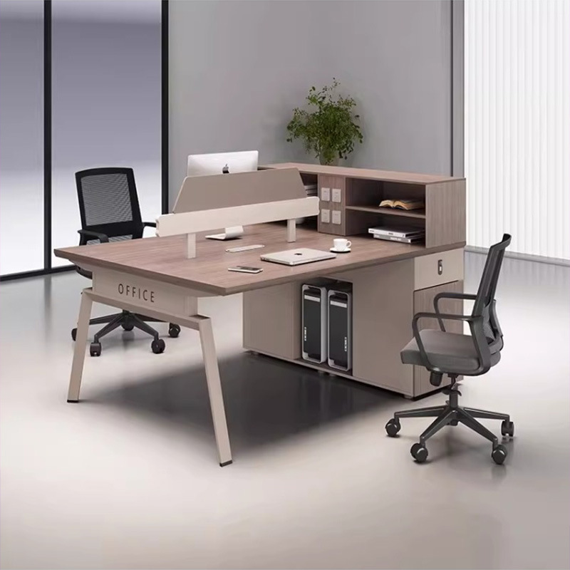 Mesa de oficina de cuatro personas con gabinete lateral particionado tarjeta de personal combinación de oficina de muebles de oficina hoja de ingeniería