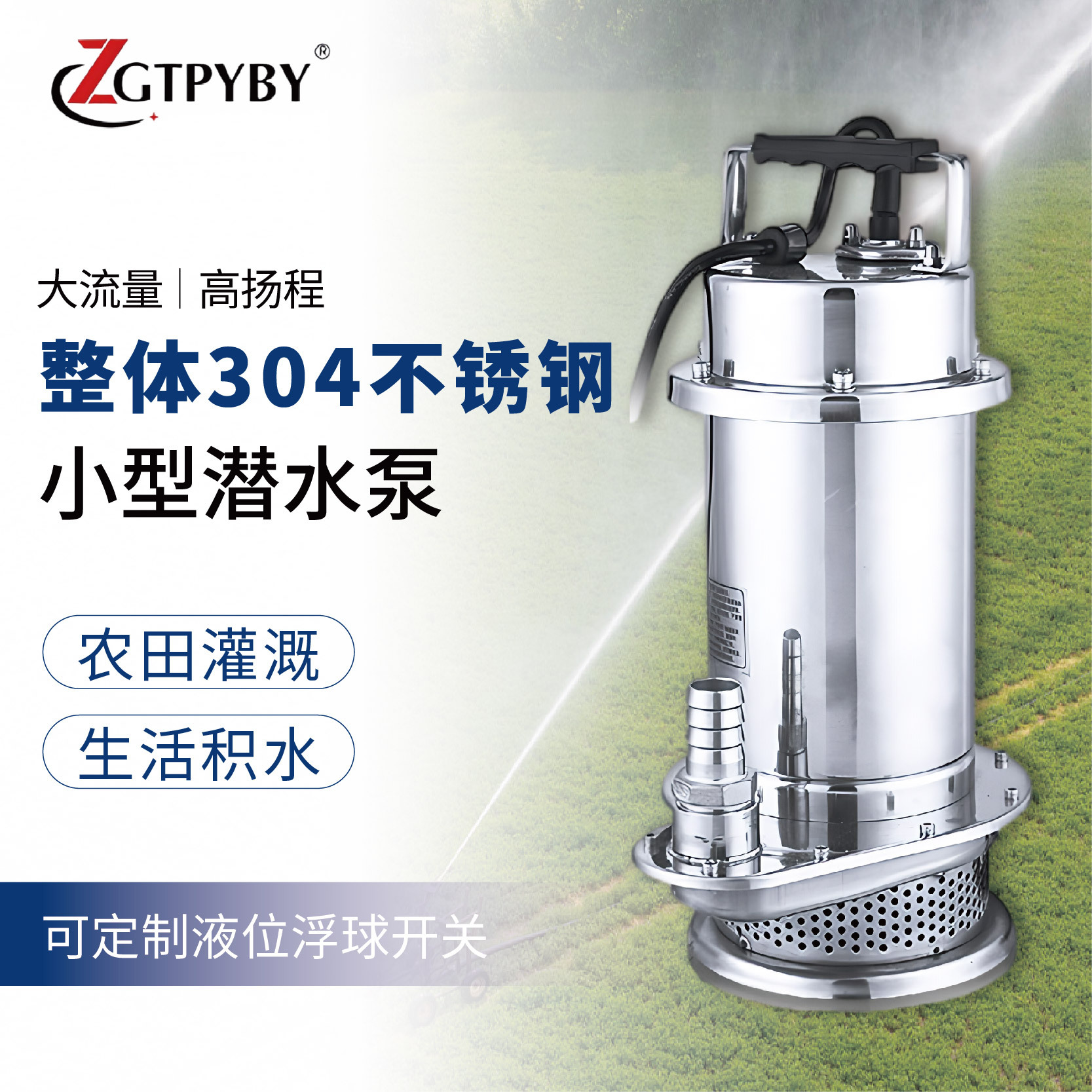 304不锈钢潜水泵220v水泵农用灌溉潜水泵小型菜地浇水抽水泵380v