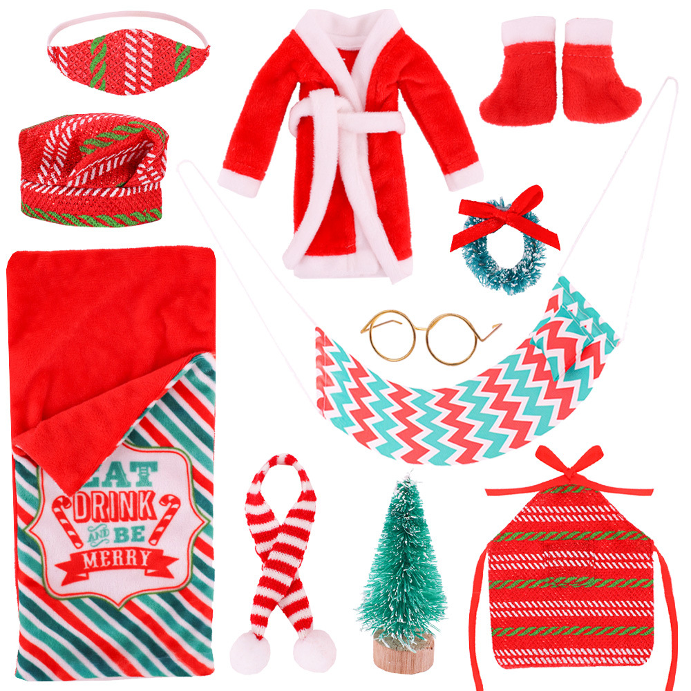Nuevo traje de Navidad muñeca Barbie y estantería de Navidad duende muñeca saco de dormir pijamas camisón hamaca combinación